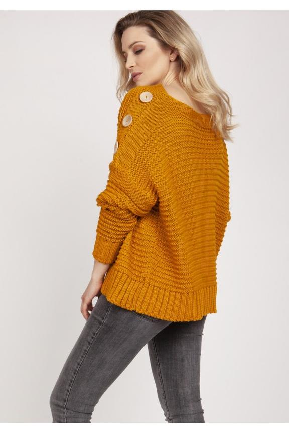 Miodowy sweter zdobiony guzikami