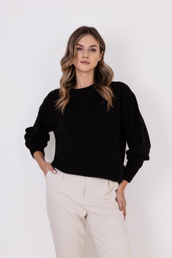 Black sweater in sporty style