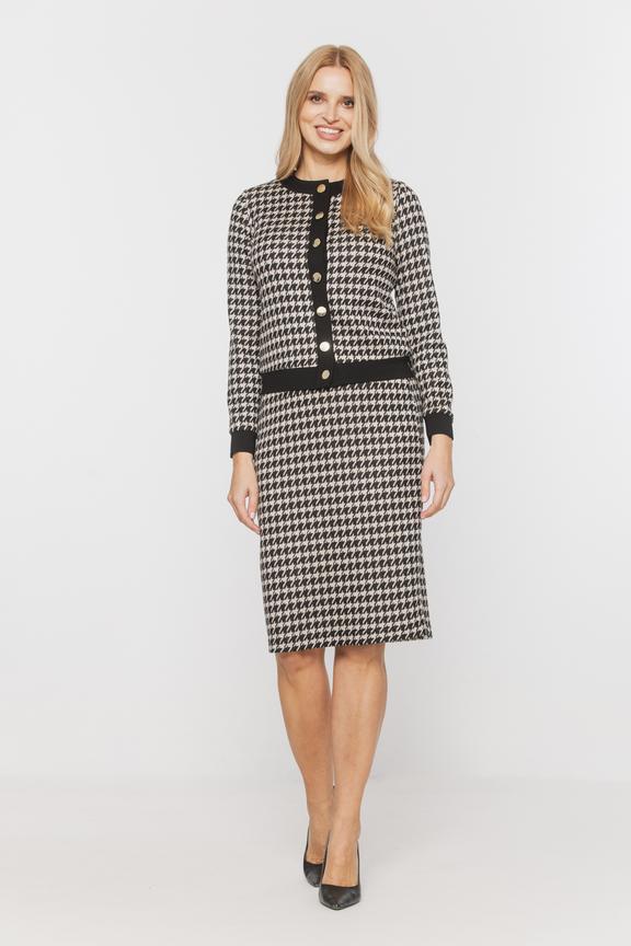 Sweterkowa spódnica za kolano w pepitkę