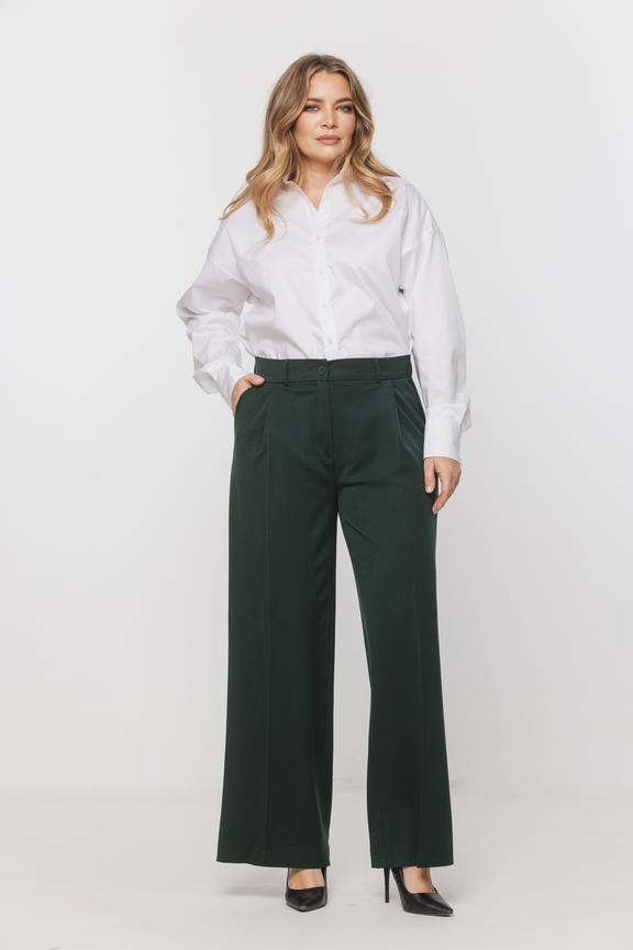 Szerokie spodnie w kant w kolorze butelkowej zieleni
