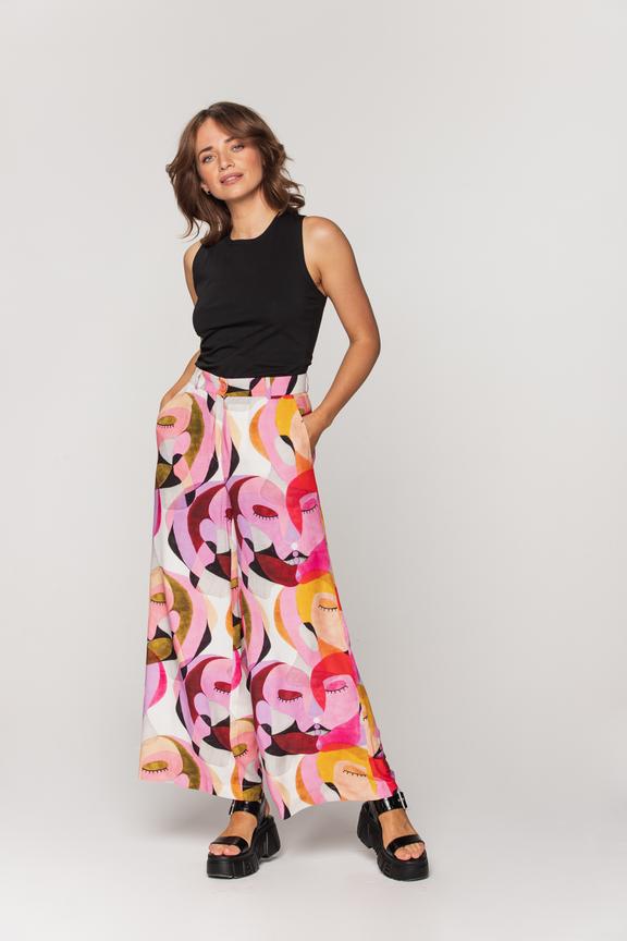 Szerokie spodnie z kolorowej wiskozy