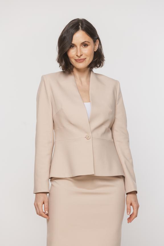 Taliowany beżowy żakiet z delikatnymi poduszkami