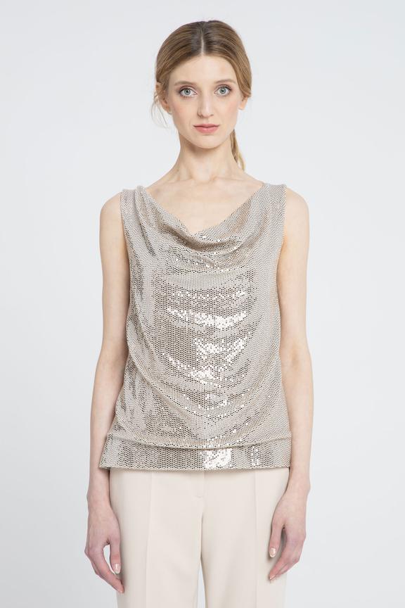 Beżowy top z cekinami