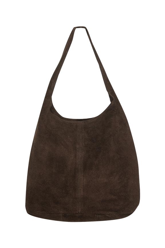 Brązowa torebka ze skóry zamszowej