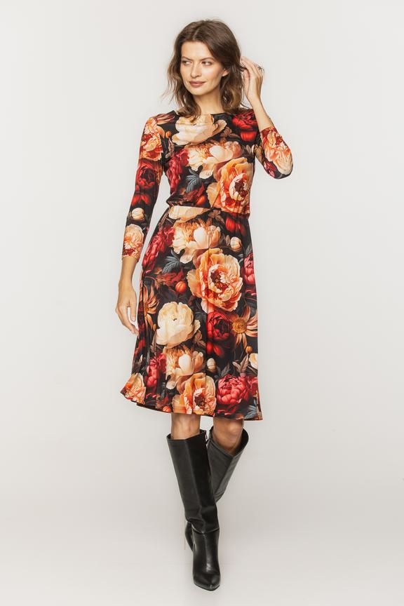 Trapeze skirt in floral knit fabric