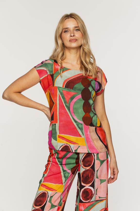 Wielobarwna wiskozowa bluzka na lato