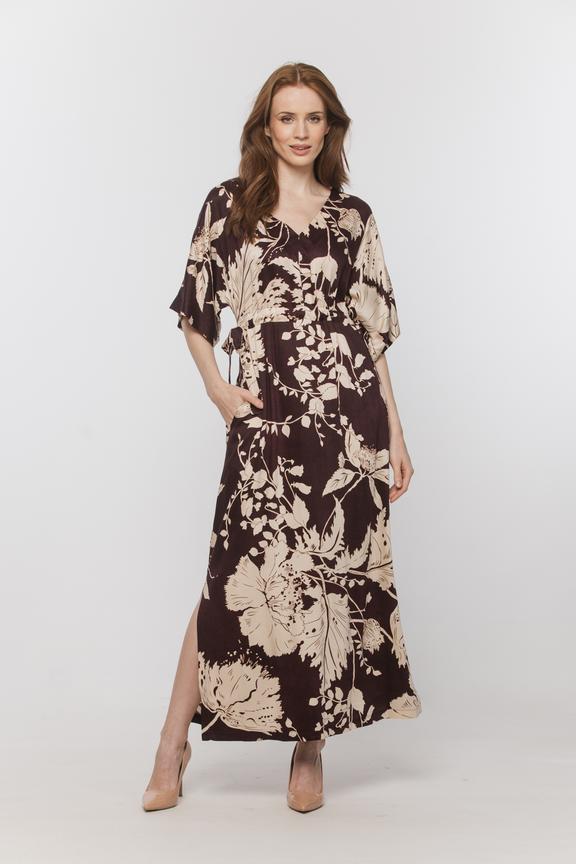 Wiskozowa letnia sukienka z kimonowym rękawem