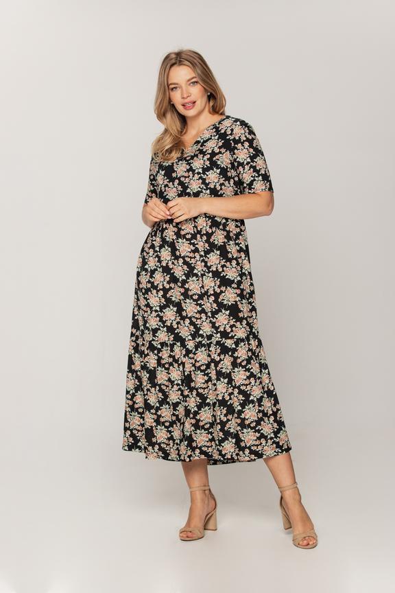 Wiskozowa sukienka z dekoltem w serek