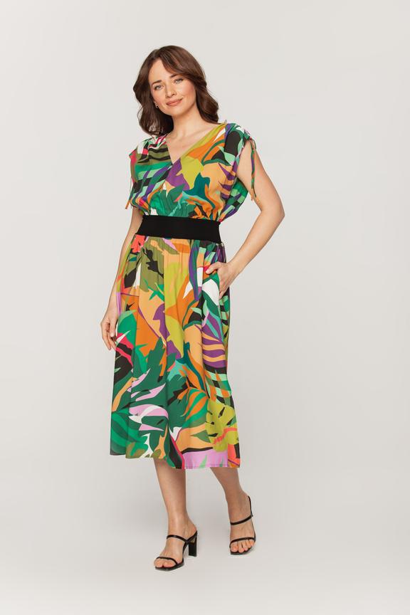 Wiskozowa sukienka z dzianinową talią