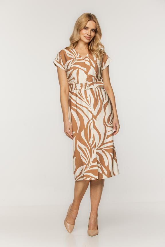 Wiskozowa sukienka z paskiem zapinana na guziki