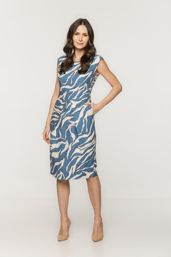 Wizytowa letnia sukienka z podszewką i zakładkami