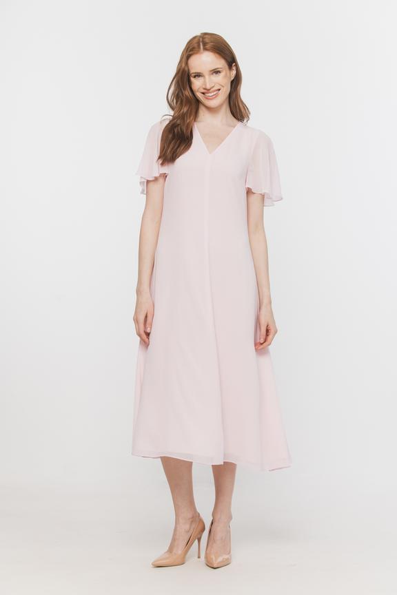 Wizytowa sukienka z pastelowego zwiewnego szyfonu