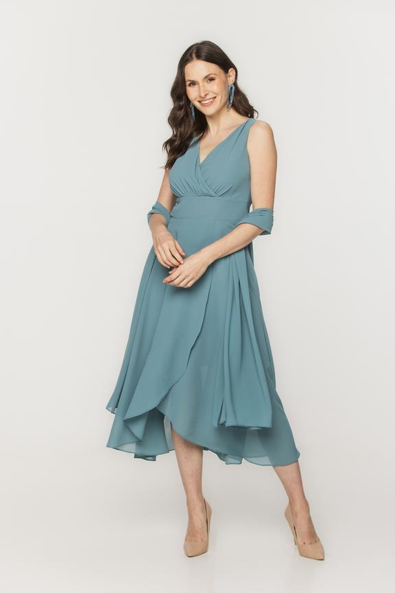 Wizytowa sukienka z szalem