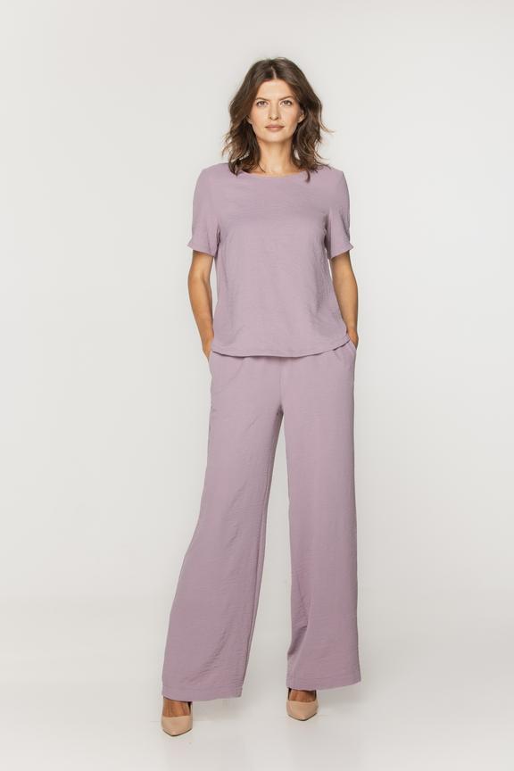 Wrzosowa bluzka z kreszowanej tkaniny