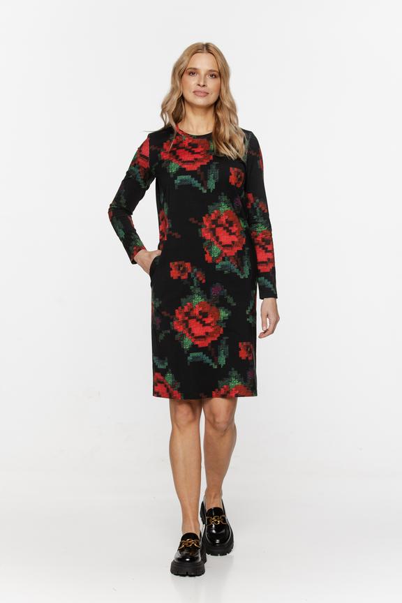 Wzorzysta sukienka z naturalnej dzianiny bawełnianej