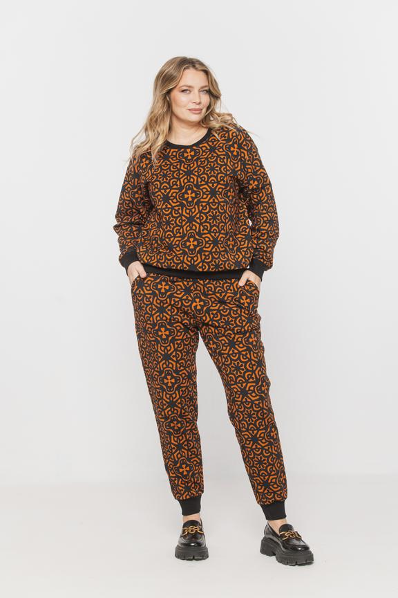 Wzorzyste spodnie dresowe z dzianiny bawełnianej