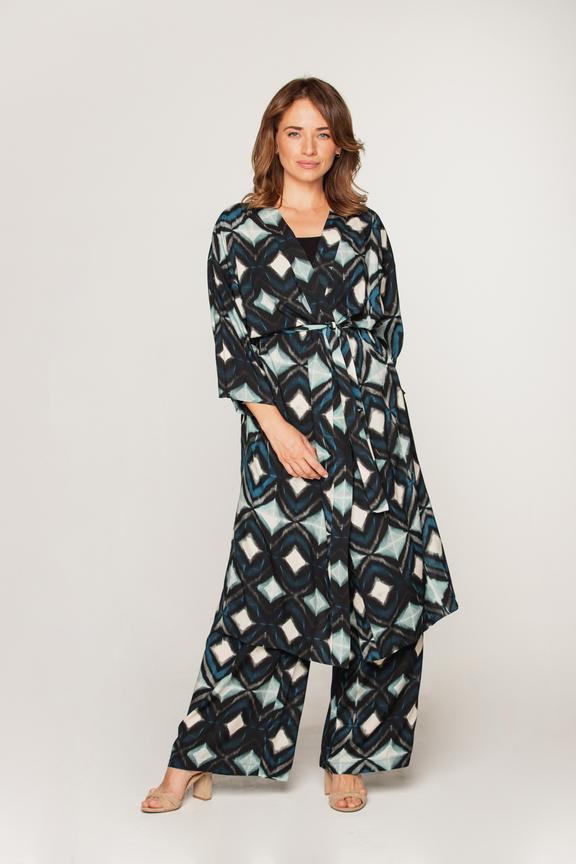 Wzorzyste wiskozowe spodnie z szeroką nogawką