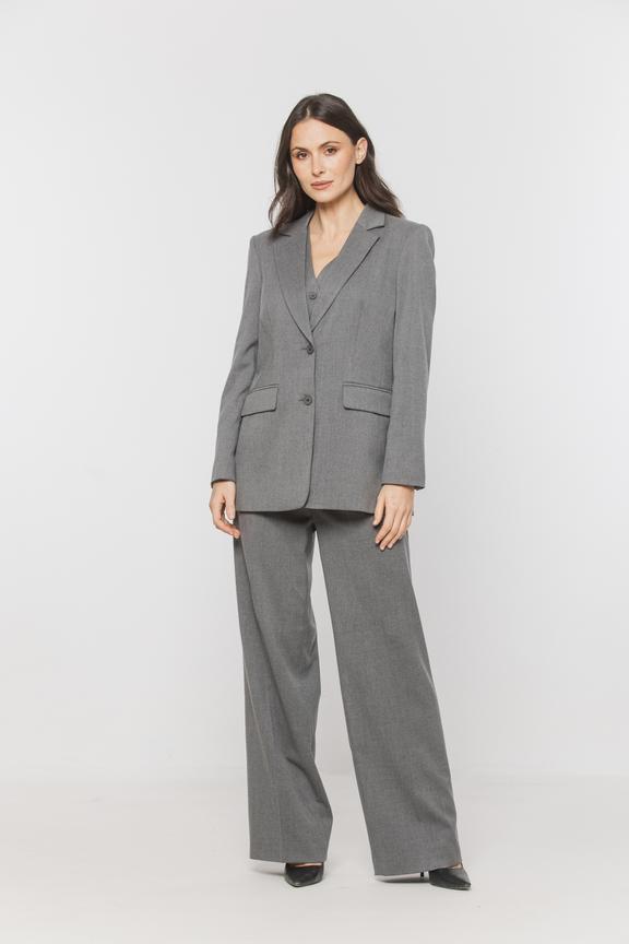 Szary żakiet o luźnym fasonie zapinany na guziki