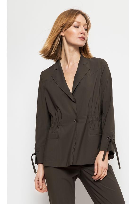 Żakiet khaki z elastycczną talią