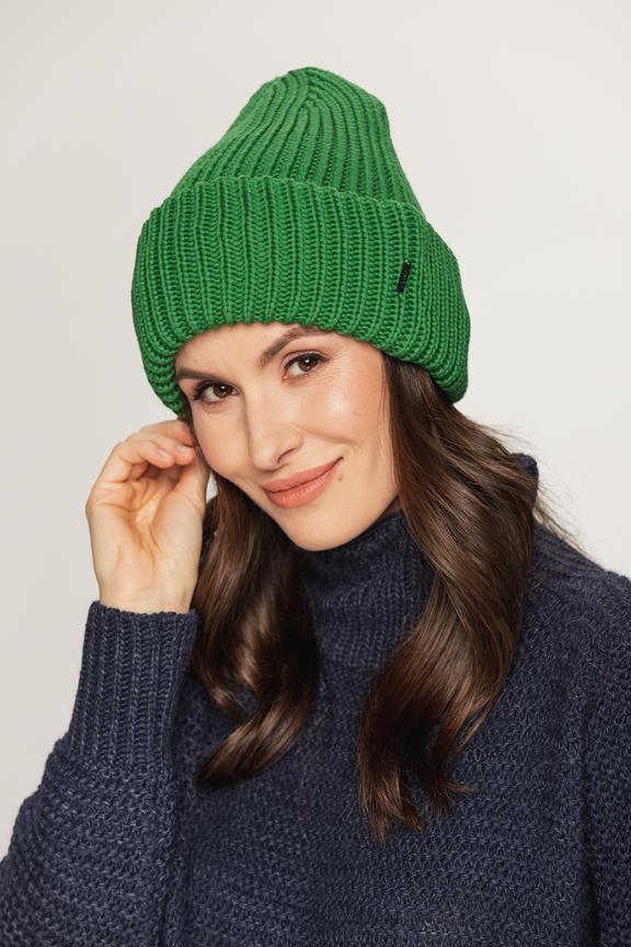 Green cap with thick weave