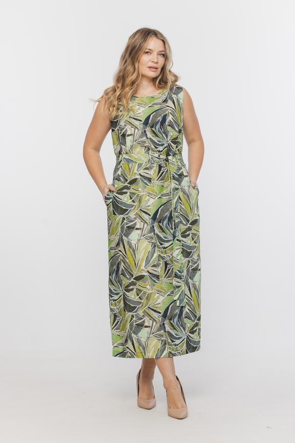 Zielona wzorzysta sukienka z przewiewnej tkaniny