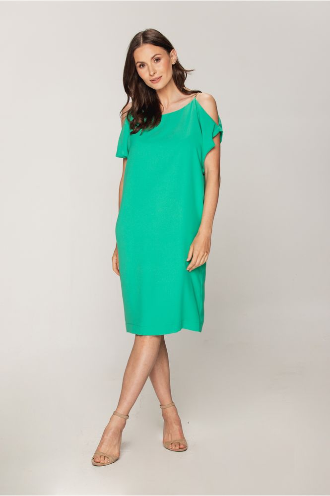 Zielona sukienka z łańcuszkami 
