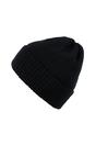 Black merino wool fold-over hat