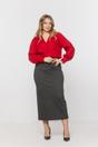 Fitted skirt made of thick dark gray knit fabric