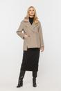 Krótki dwurzędowy płaszcz z wełną i alpaką w odcieniu taupe