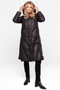 Zimowa czarna kurtka za kolano z naturalnym wypełnieniem
