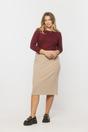 Ołówkowa beżowa spódnica z prążkowanej dzianiny