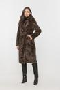 Panterkowy brązowy płaszcz syntetycznego futerka