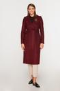 Płaszcz bordowy z paskiem
