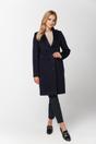 Granatowy zimowy płaszcz z wykładanym kołnierzem