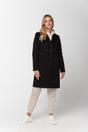 Zimowy czarny płaszcz z wełną