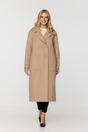 Długi beżowy płaszcz o szerokim prostym kroju