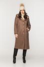 Ponadczasowy długi kożuszek z kapturem w kolorze kakaowym