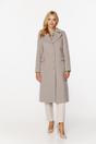 Wełniany szary płaszcz z patkami i zapięciem na guziki