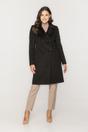 Czarny dwurzędowy płaszcz z wełną alpaki
