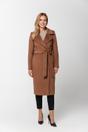 Ocieplany zimowy płaszcz z alpaką w kolorze jasnobrązowym
