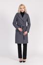A wool coat falling just above the knee in a darker shade of grey