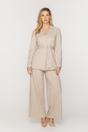 Szerokie beżowe spodnie z dzianiny