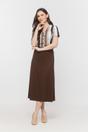 A-line midi skirt in brown knit fabric
