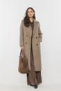 Wełniany beżowy płaszcz zapinany dwurzędowo