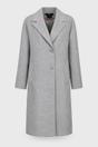 A simple woollen coat made from ash-grey textured fabric