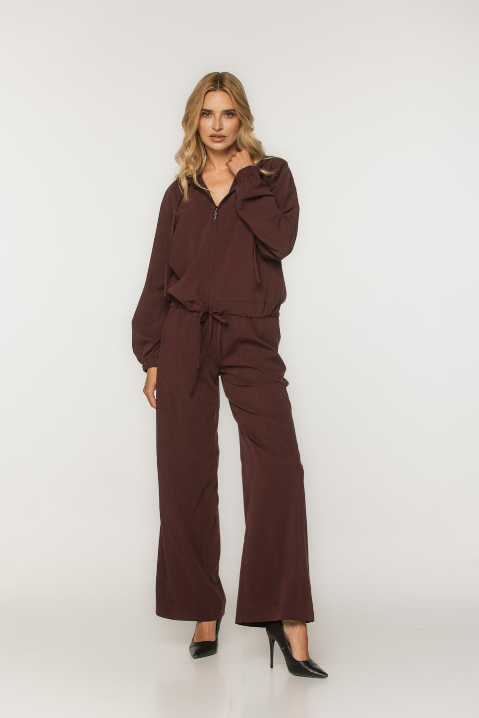 Bluza z tkaniny modalowej w kolorze kasztanowym