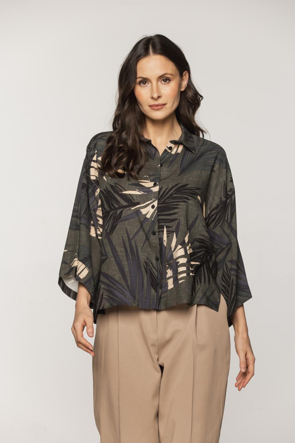 Oversizowa prosta koszula z rękawem typu kimono