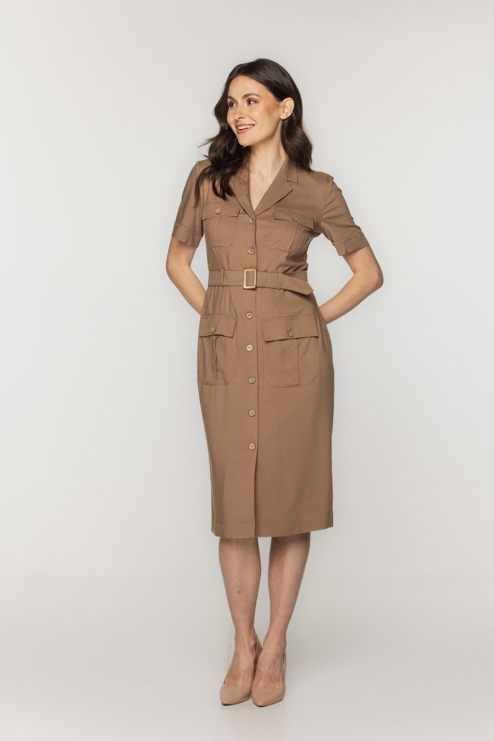 Brown safari style dress | Bialcon.pl