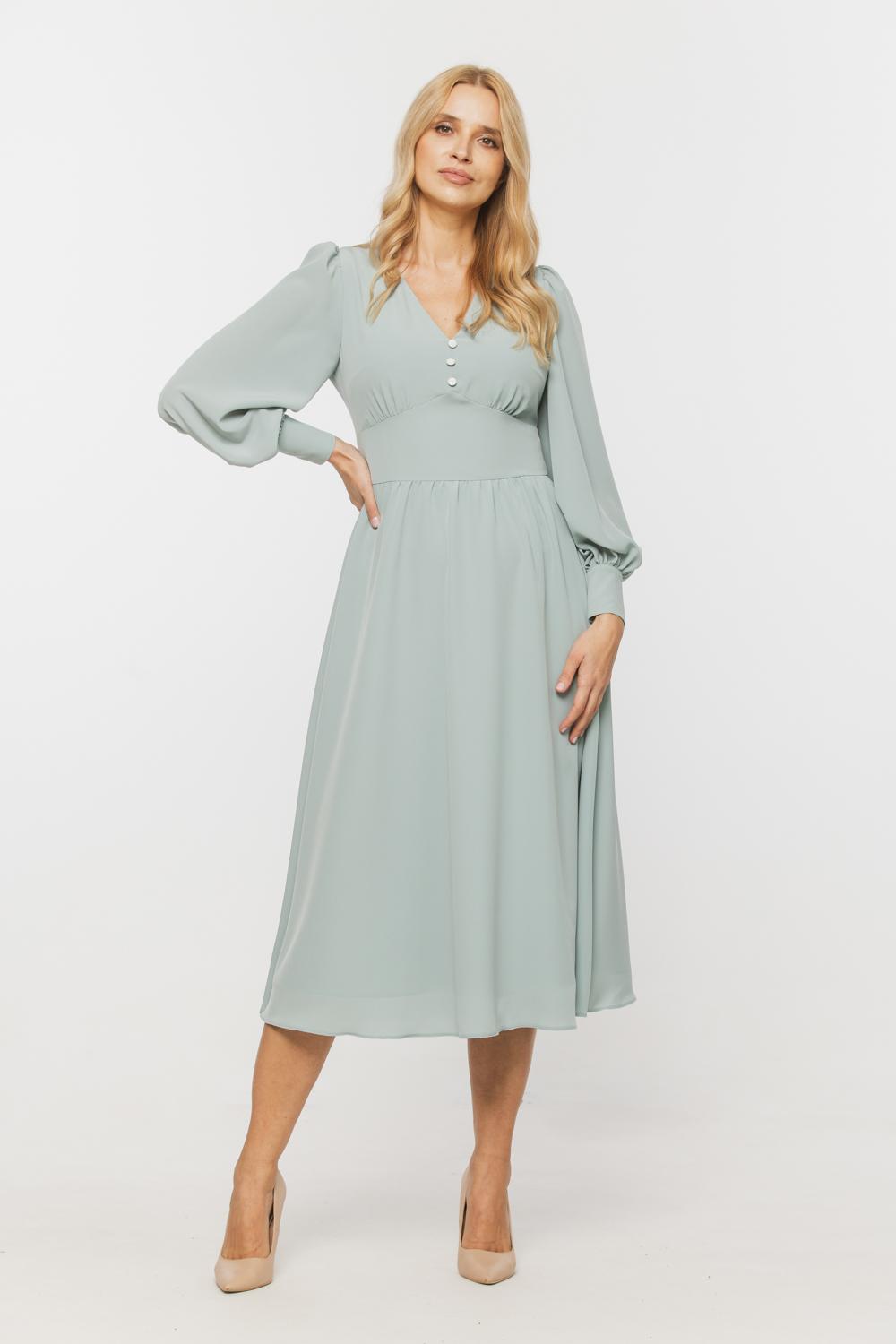 Airy cocktail dress in celadon