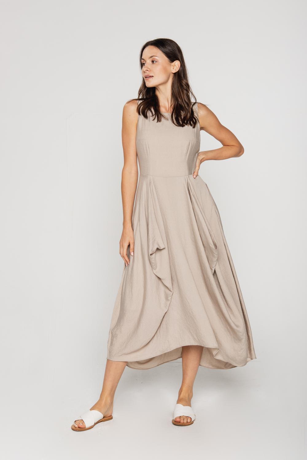 Beige bombshell dress cut off at the waist - Bialcon